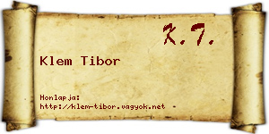 Klem Tibor névjegykártya
